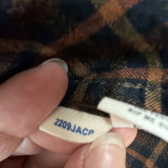 Taylor Stitch Flannel Shirt Mens 44 Brown Blue Plaid Organic Cotton Thick - Picture 7 of 10